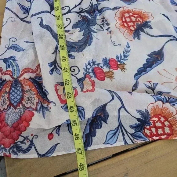 Floral Midi Dress - Cream with Red and Blue Accents - Picture 3 of 5